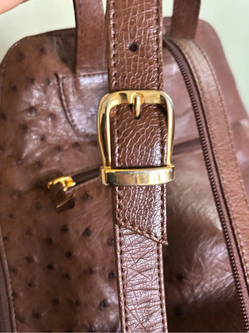Brown Ostrich Leather mini backpack - Picture 8 of 9